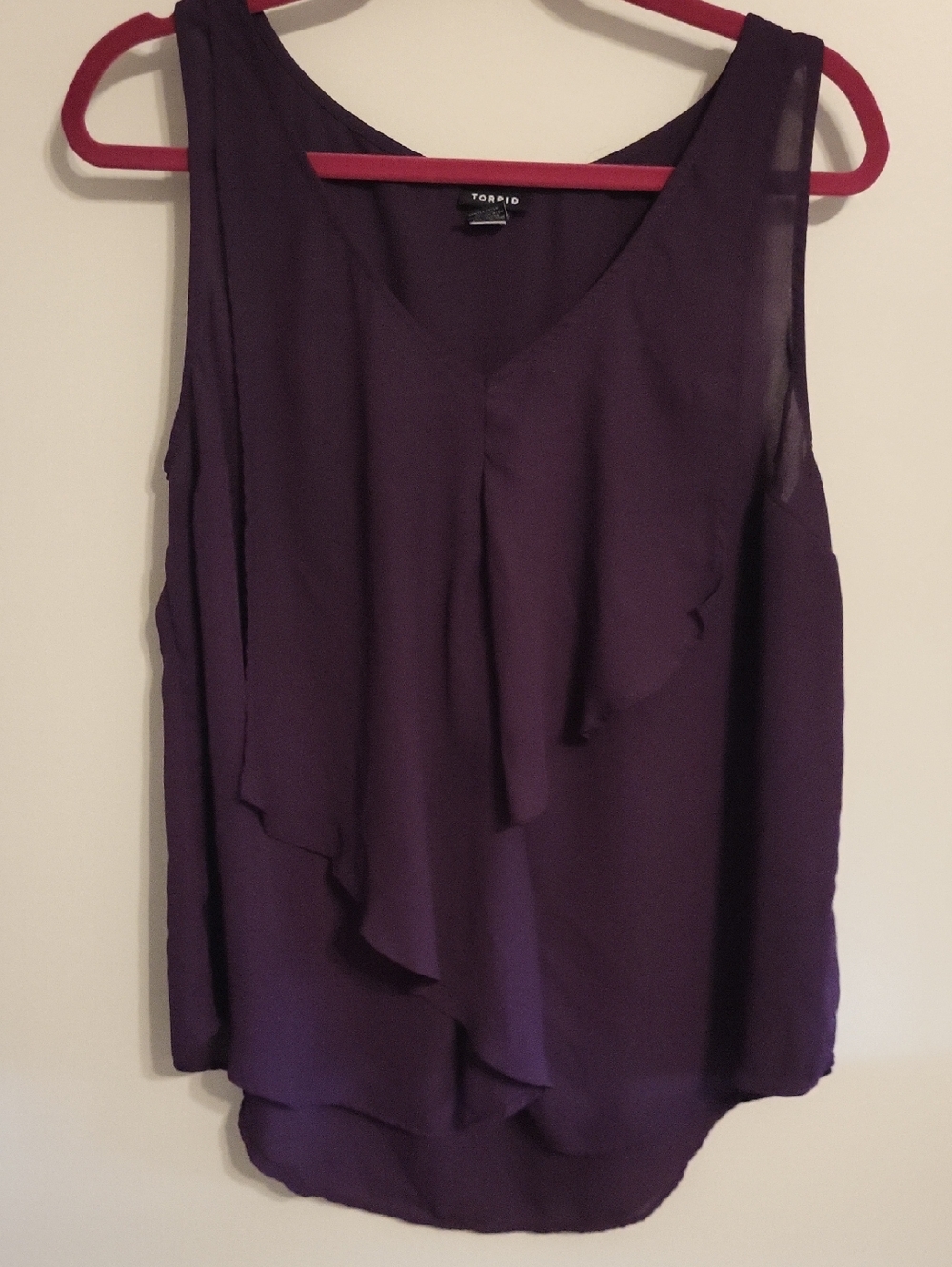 torrid 0x Purple Layered Ruffle V-Neck Sleeveless Top